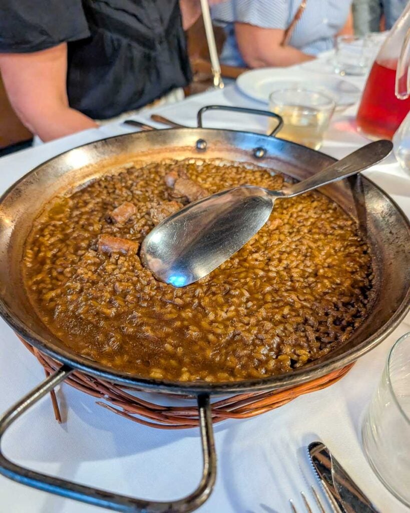 Dinner food paella eaten on a food tour in Barcelona Spain