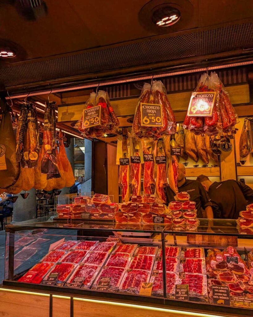 Meat stalls at La Boqueria, a famous public market in Barcelona, Spain (2)