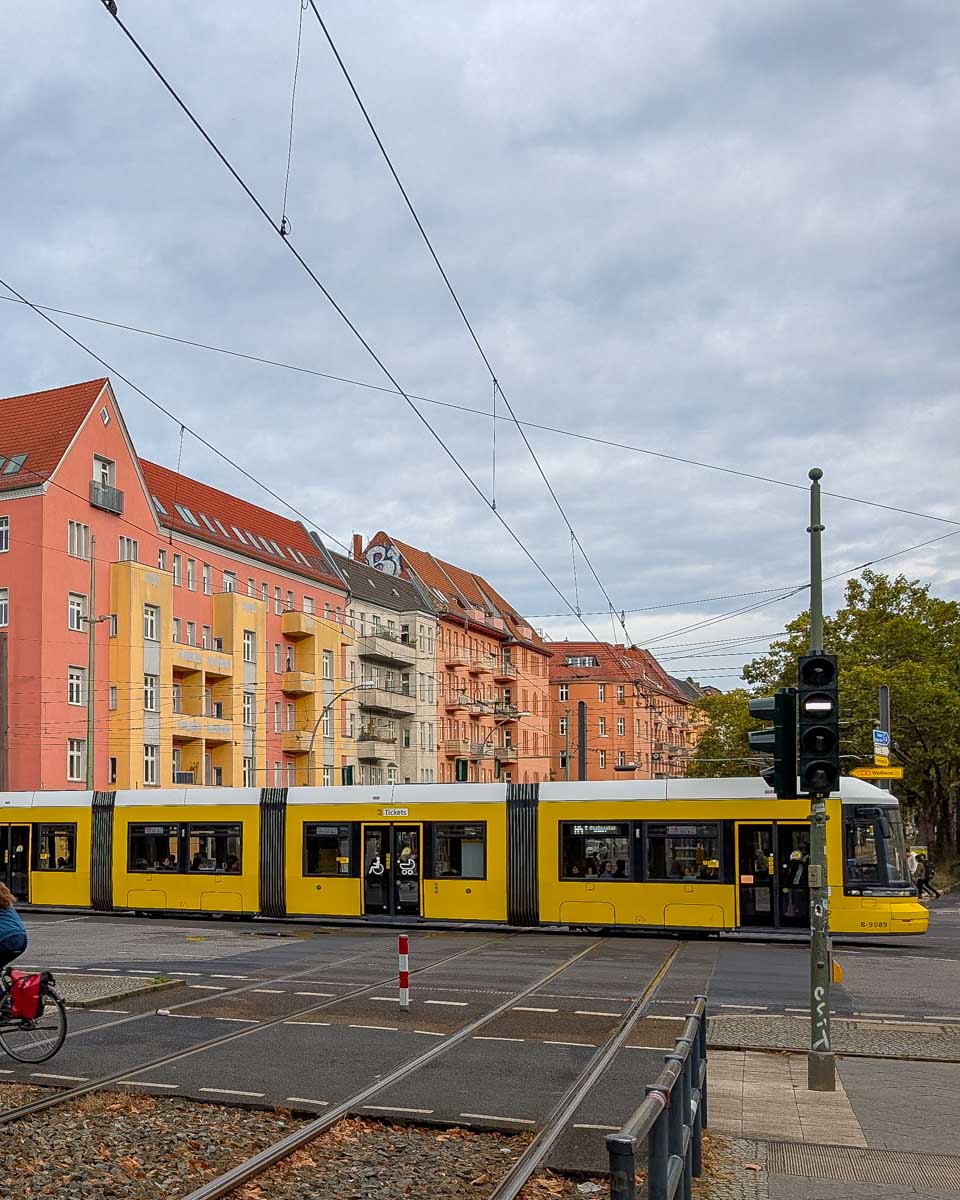 A yellow public metro in Europe