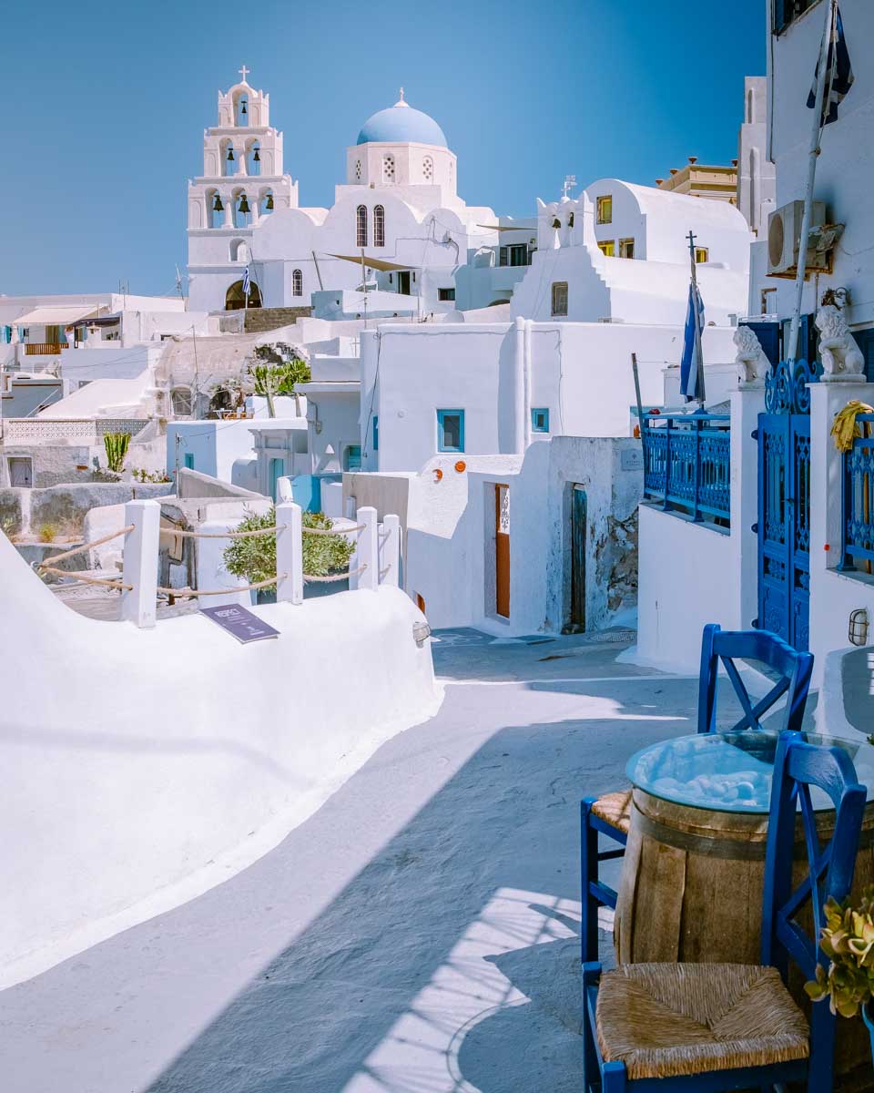 Blue-and-white-buildings-seen-in-Pyrgos-Village-in-Santorini-Greece