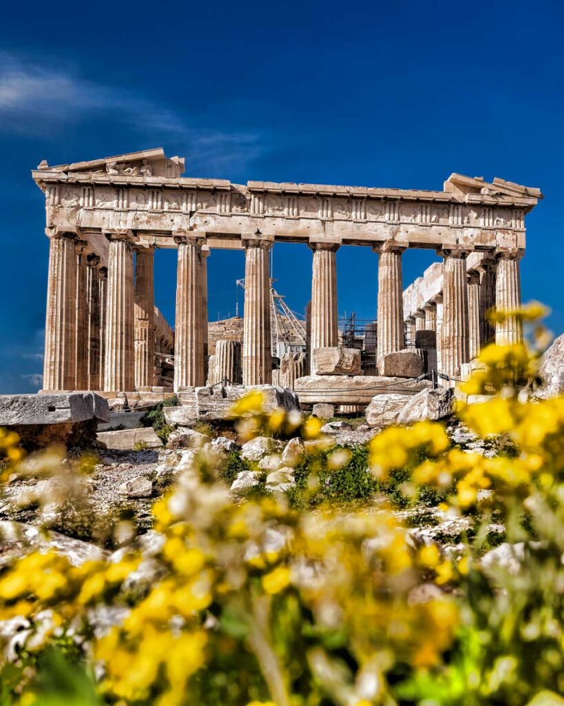 Parthenon temple on the Acropolis in Athens, Greece in spring
