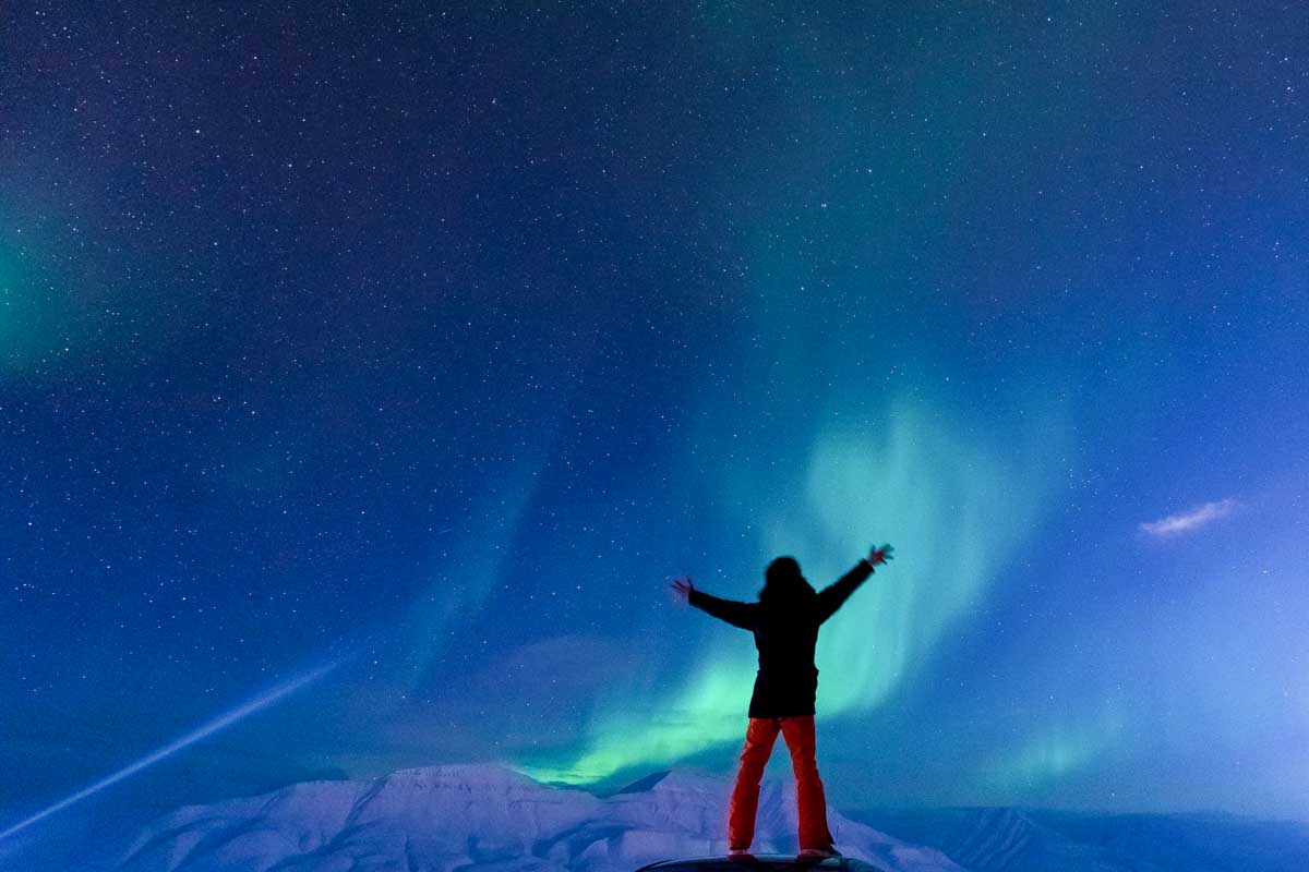 The aurora borealis or Northern Lights seen in Europe during the winter