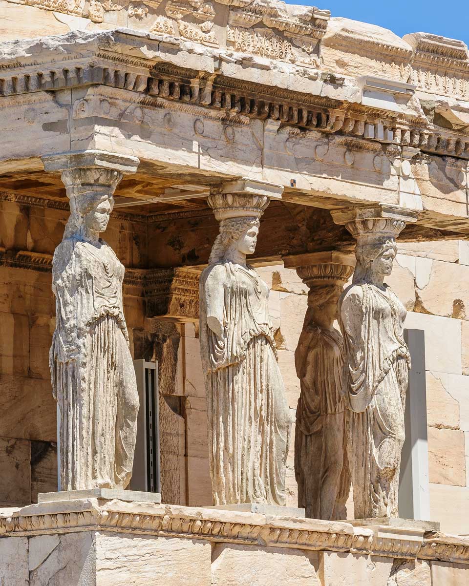 An-ancient-statue-in-Acropolis-on-a-tour-from-Athens-Greece