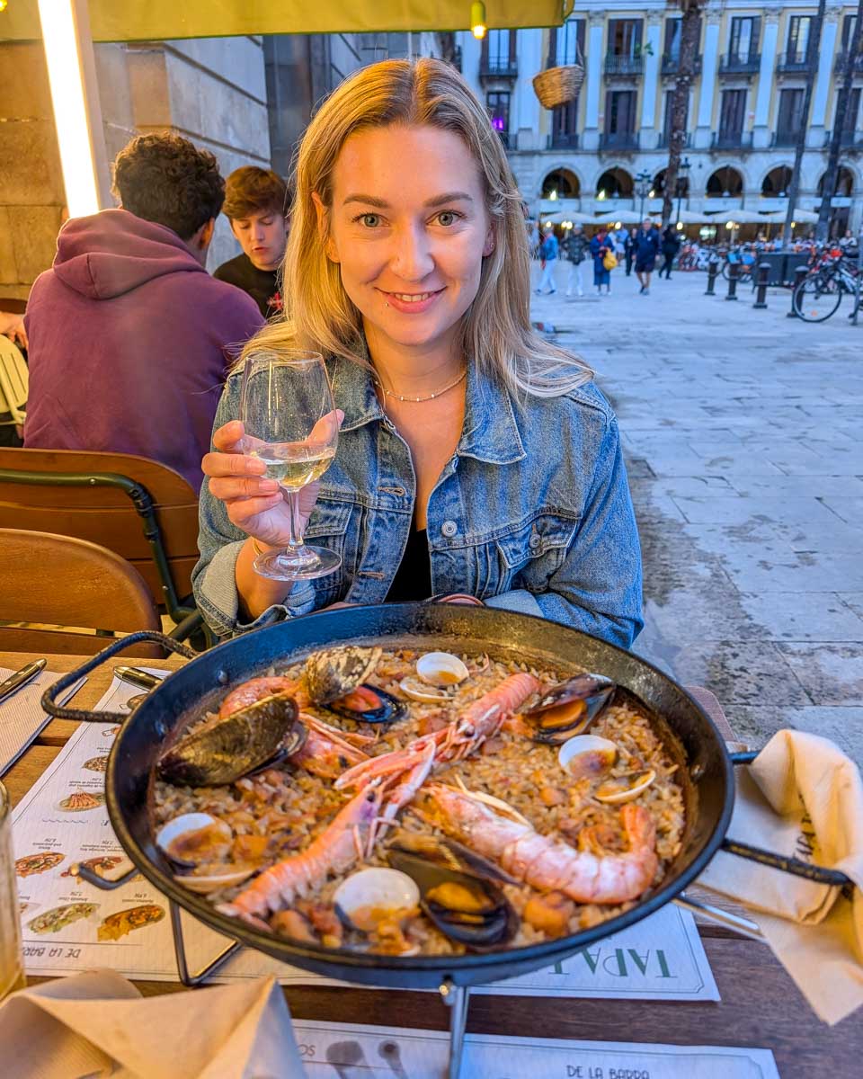 Bailey eats paella in Madrid Spain