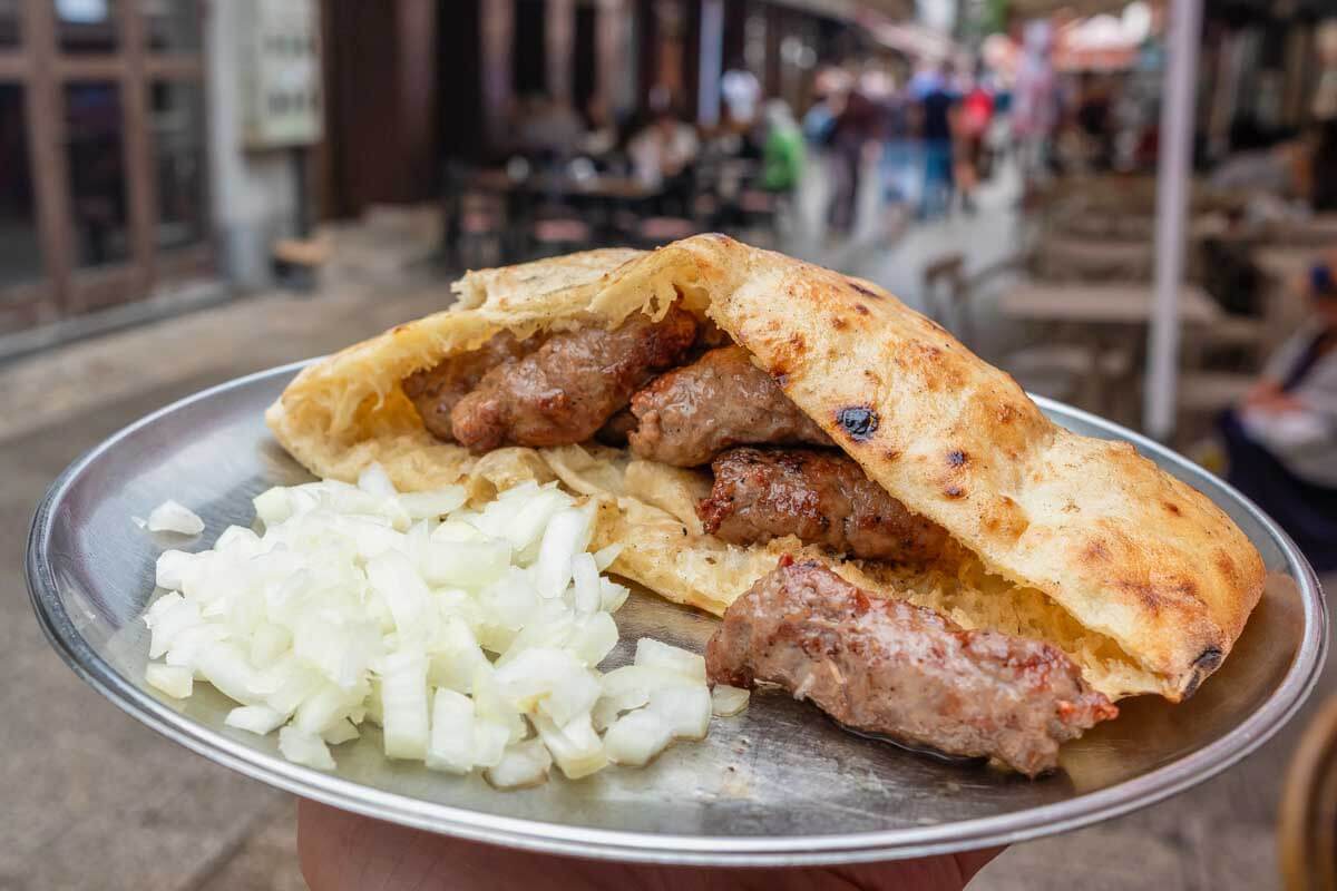 Cevapi eaten in the Balkans