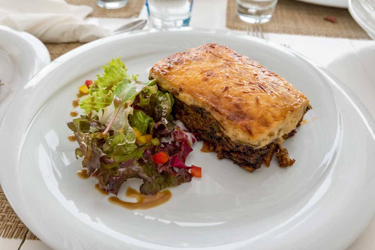 Greek moussaka with vegetable eaten in Greece