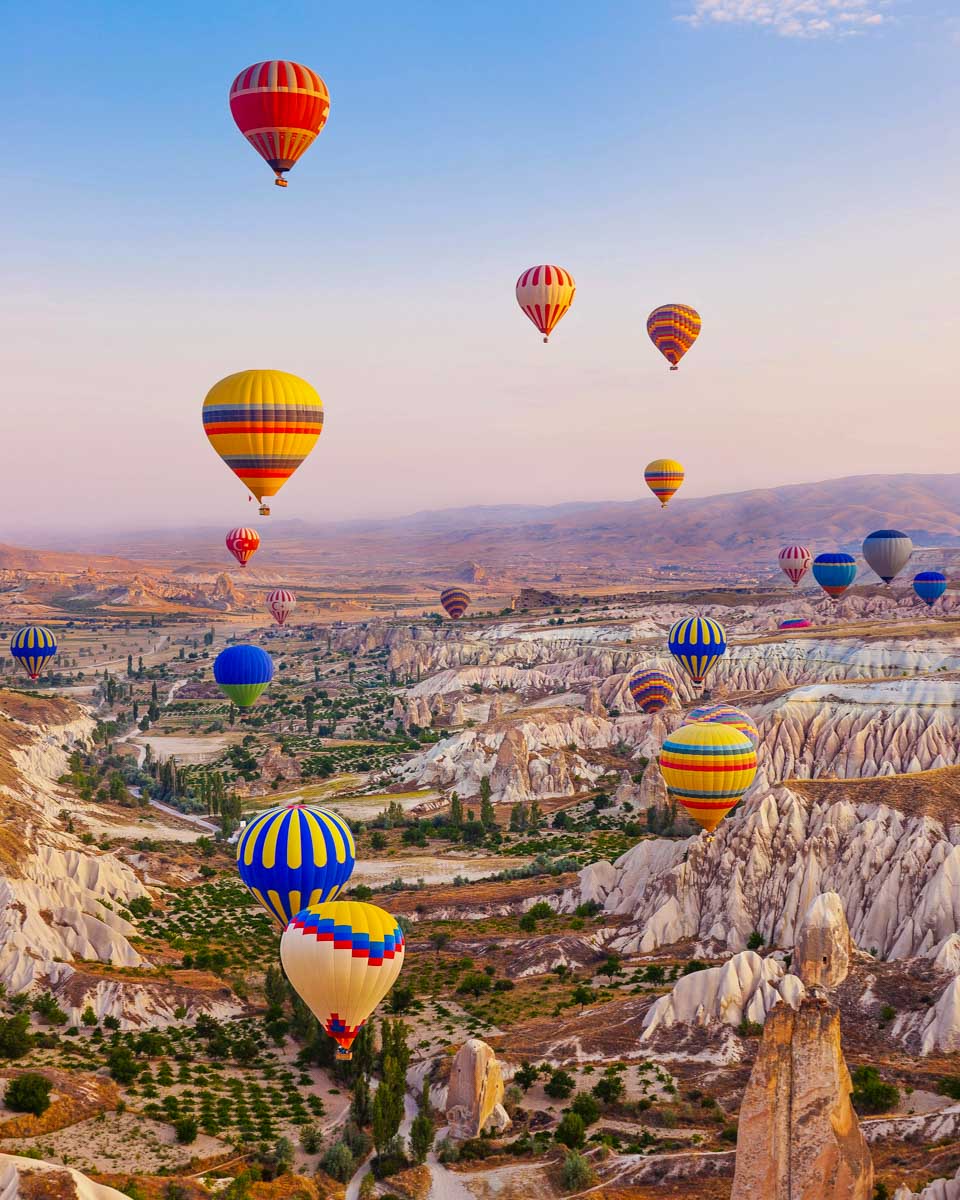 Hot-air-balloons-flying-over-Cappadocia-Turkey-near-Istanbul