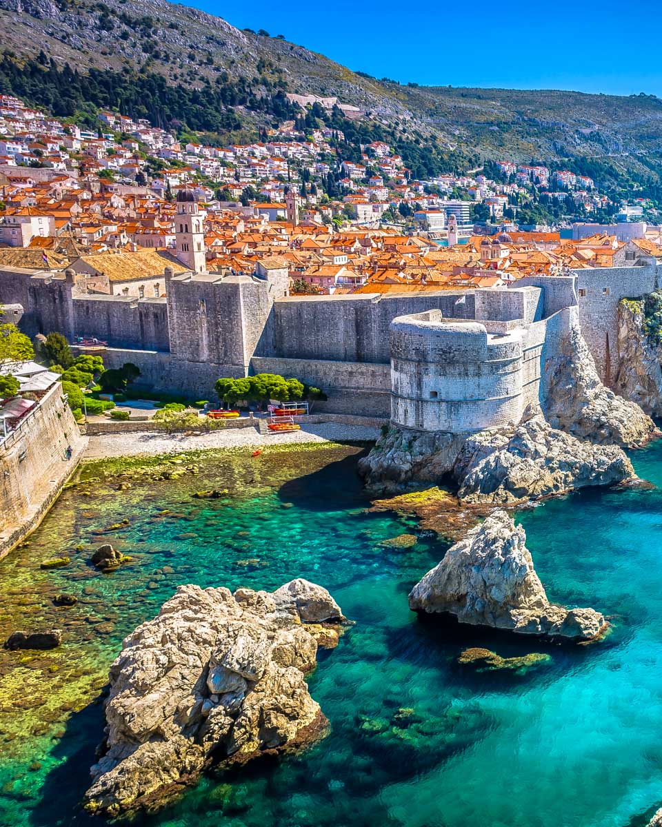 Looking-at-Old-Town-Dubrovnik-from-Fort-Lovrijenac-in-Pile-Croatia