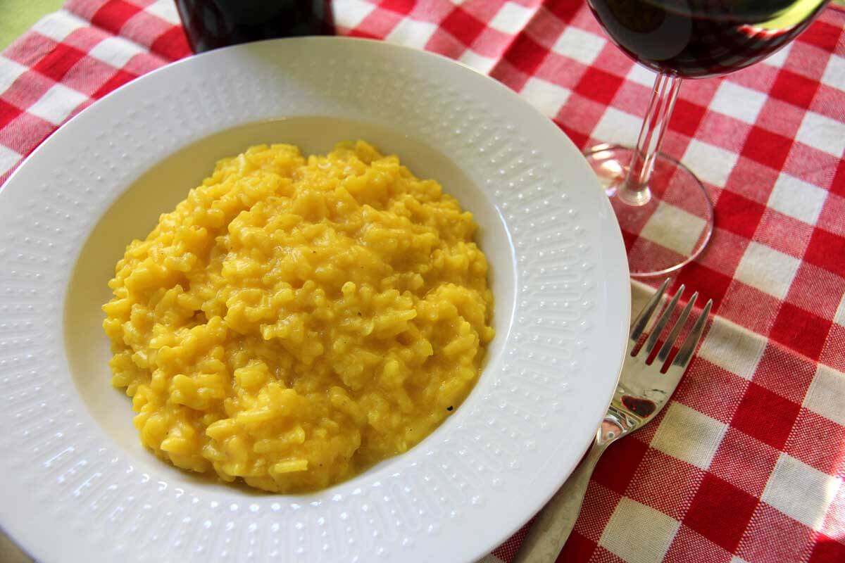 Risotto alla Milanese eaten in Italy