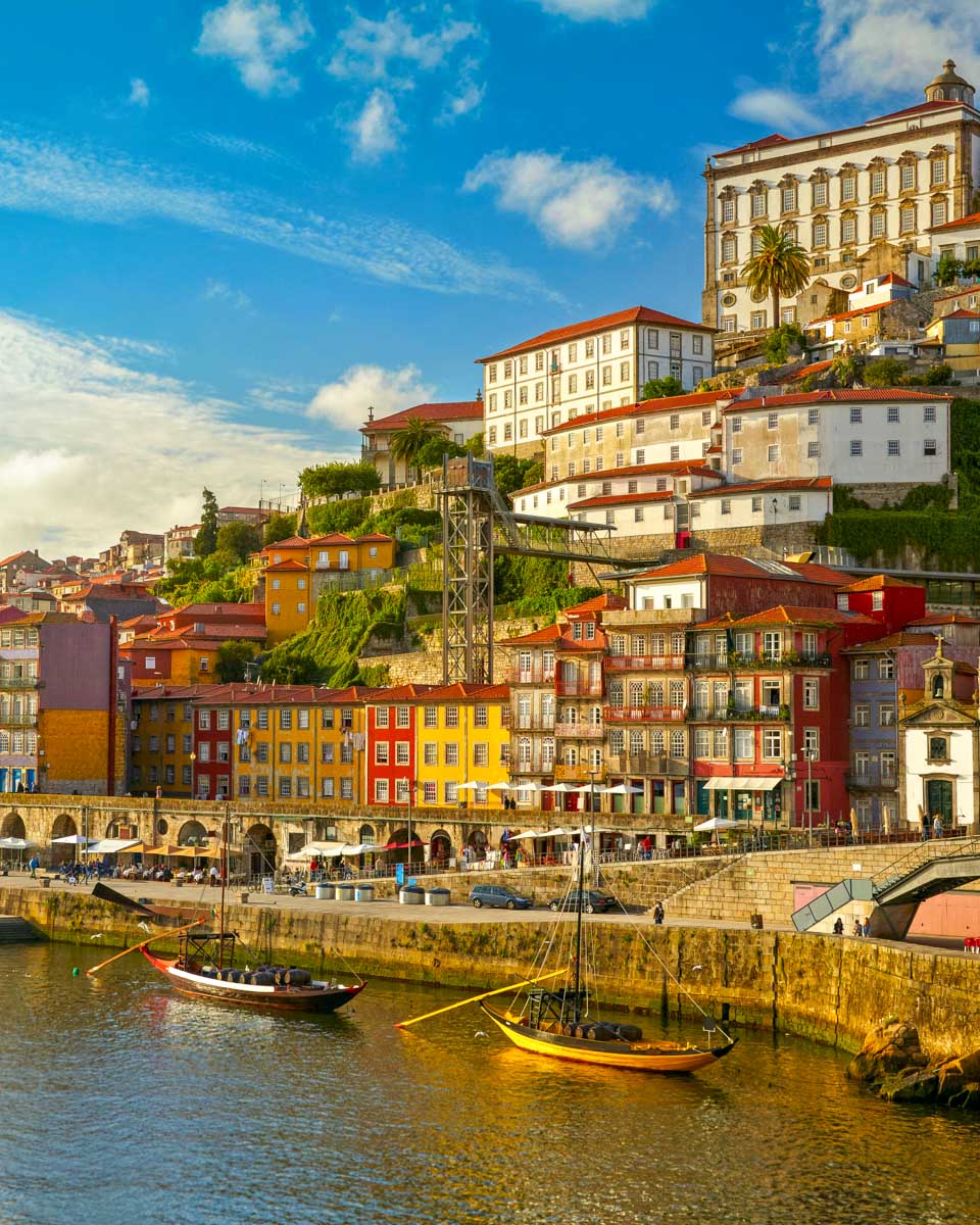 The-Ribeira-neighborhood-seen-at-sunset-in-Porto-Portugal