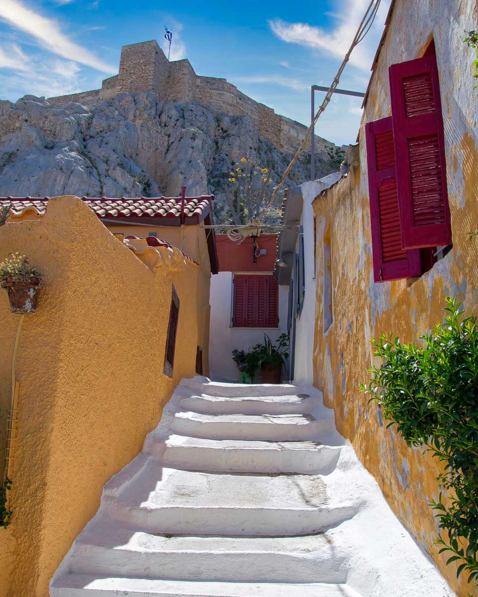 Anafiotika district, below the Acropolis in Athens Greece
