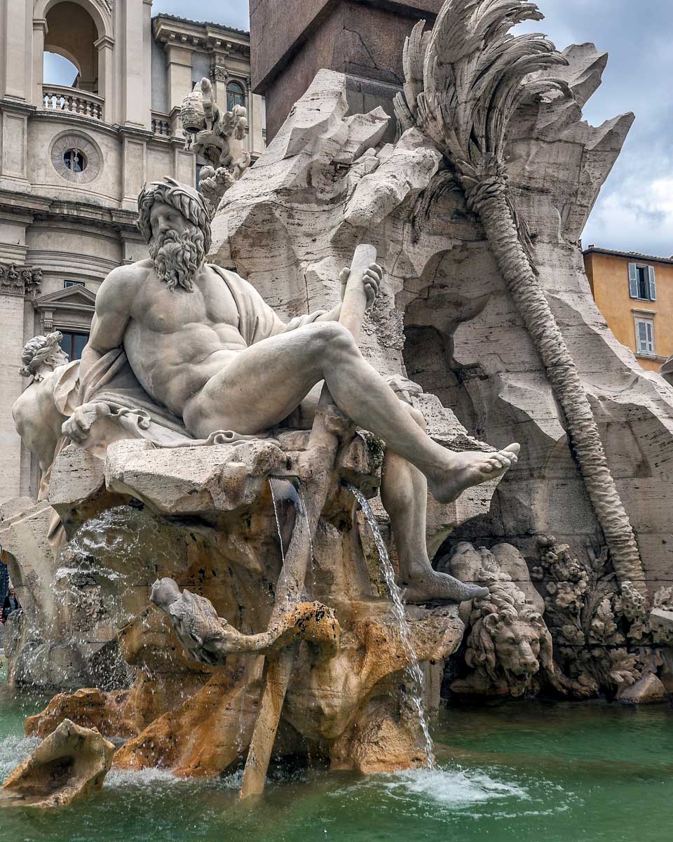 Bernini’s Fountain of the Four Rivers in Piazza Navona Rome Italy