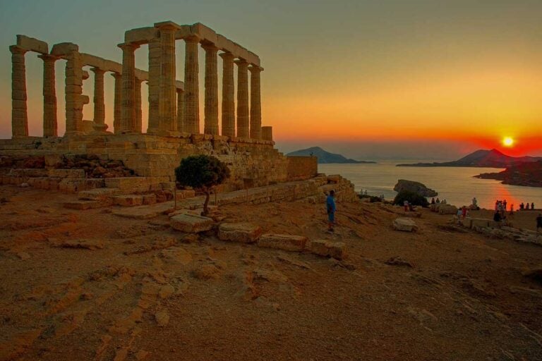 Temple-of-Poseidon-seen-at-sunset-on-a-tour-in-Greece-1