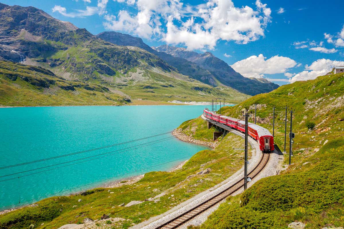 Bernina Express train in Switzerland