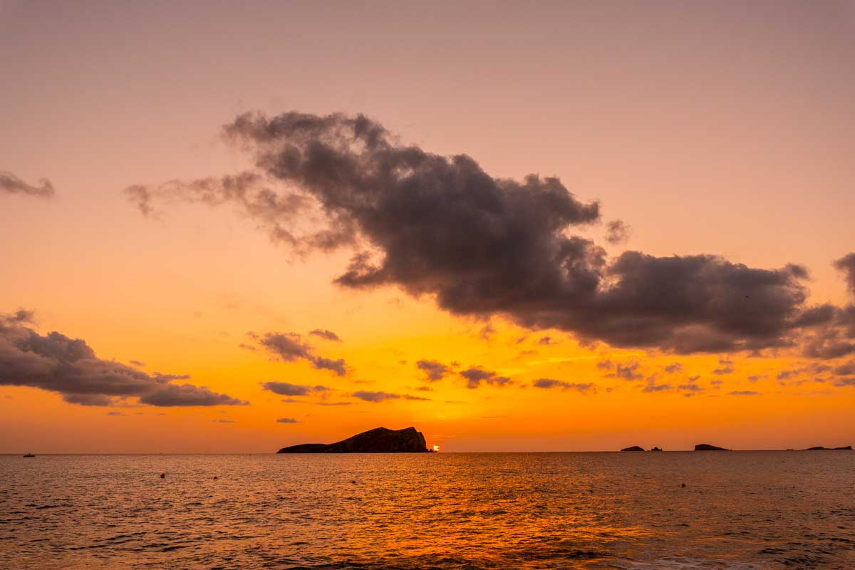 Cala Comte sunset in Ibiza Spain