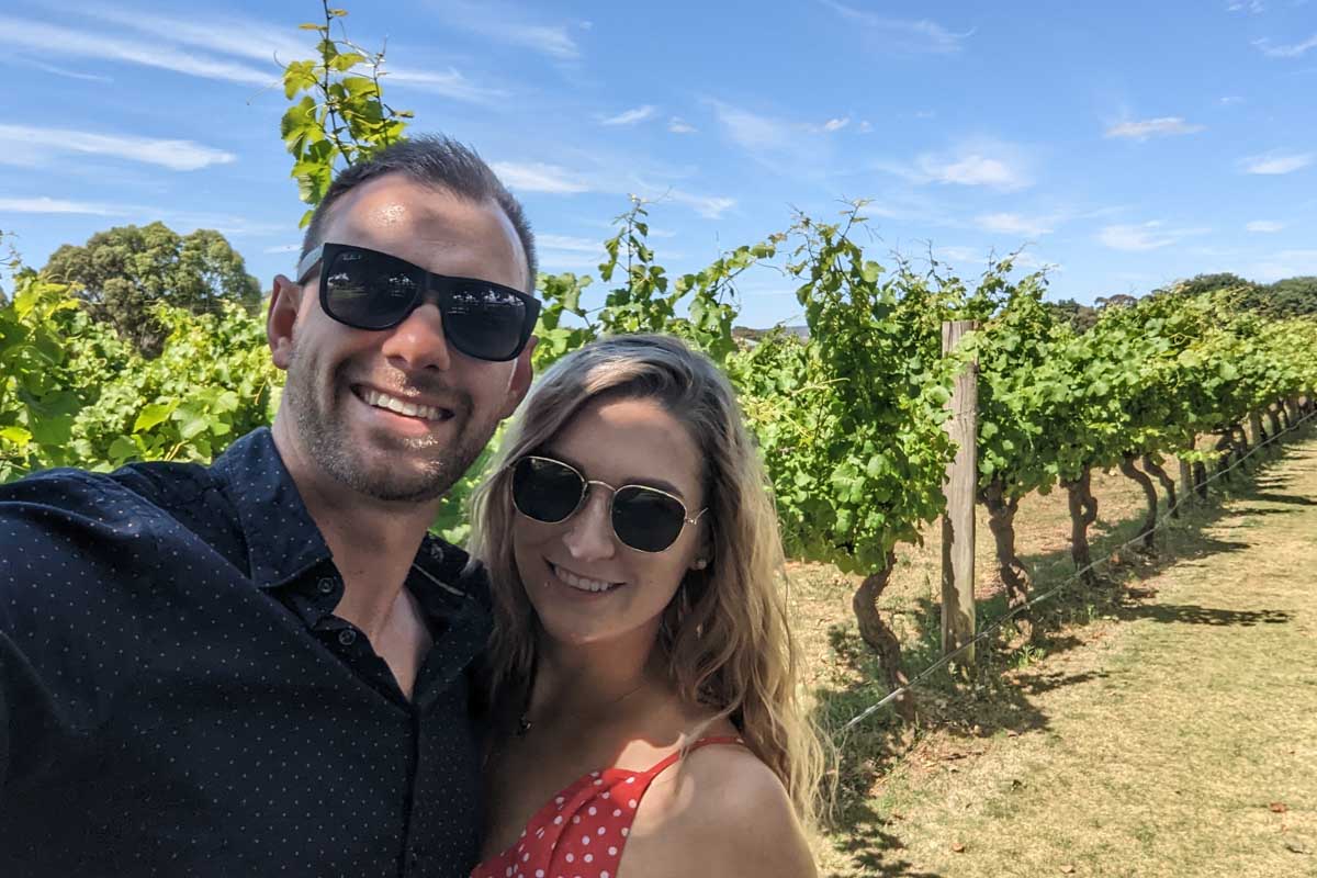 Daniel-and-Bailey-take-a-selfie-at-a-winery-near-Lyon-France