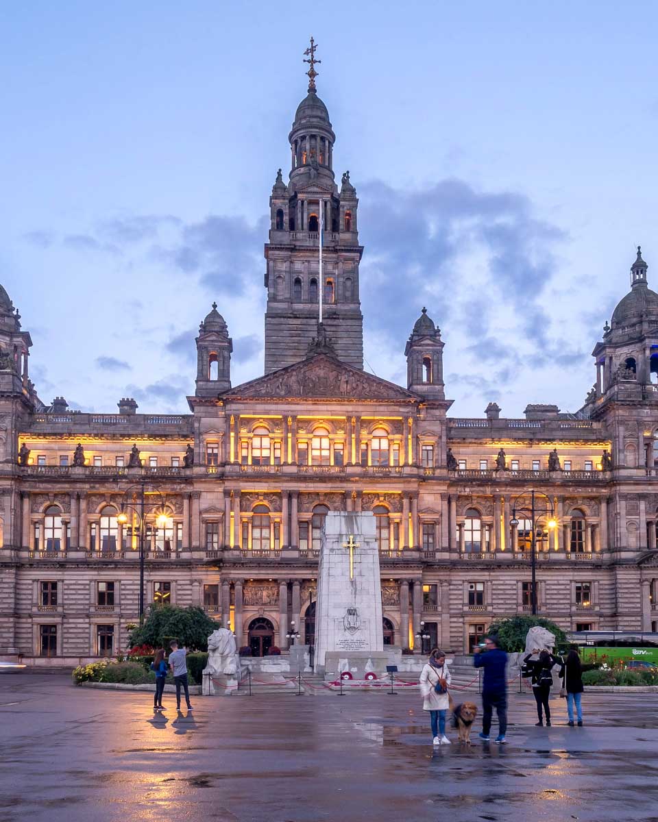 George Square in Glasgow Scotland evening