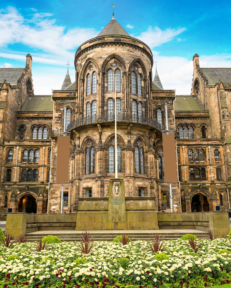 Glasgow-University-seen-on-a-bike-tour-in-Glasgow-Scotland