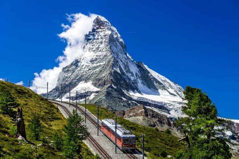 Gornergrat train and Matterhorn in Switzerland