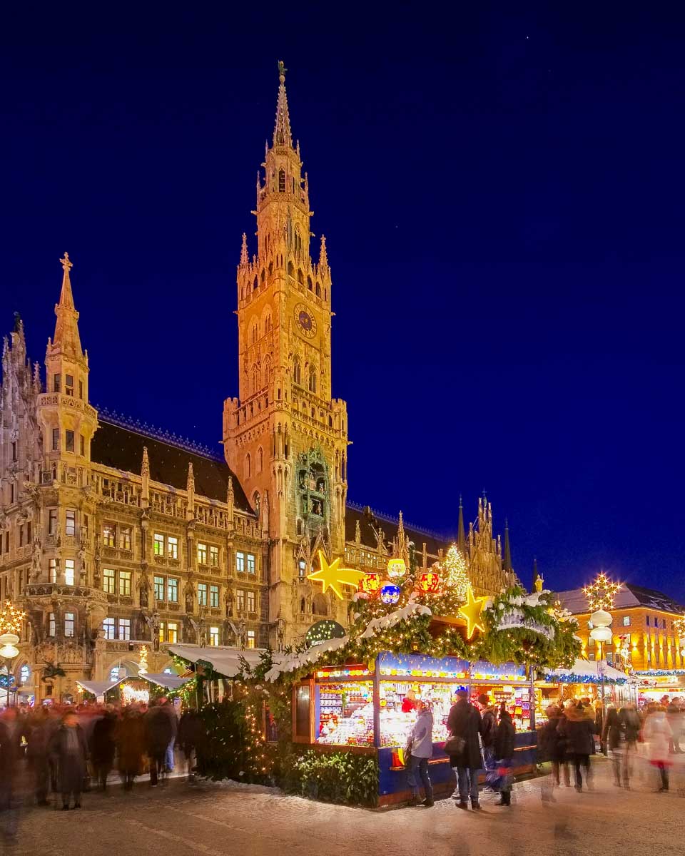 Munich christmas market in Germany at night winter