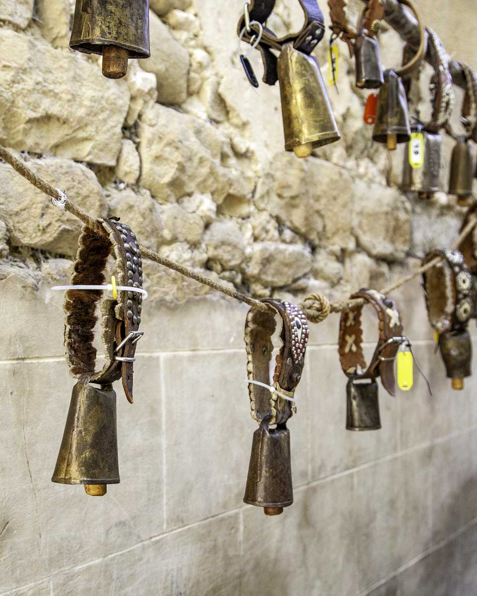 Old cowbells at the Swiss National Museum in Zurish Switzerland