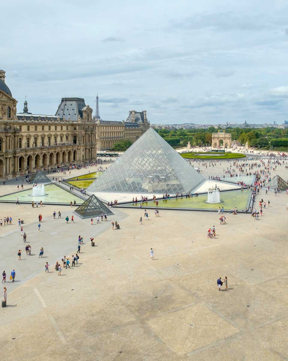 People outside the Louvre Museum in Paris France
