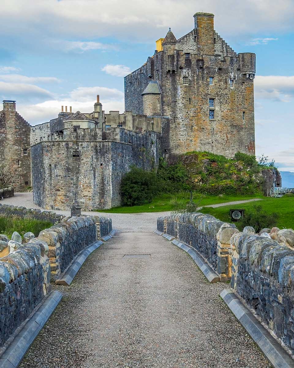 Stone bridge of Eilean Donan castle in the Scottish Highlands Scotland