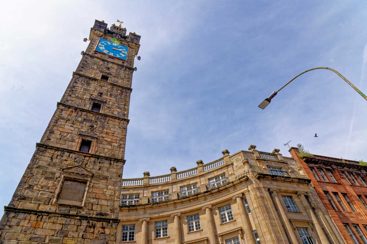 The Tolbooth Steeple in Merchant City Glasgow Scotland