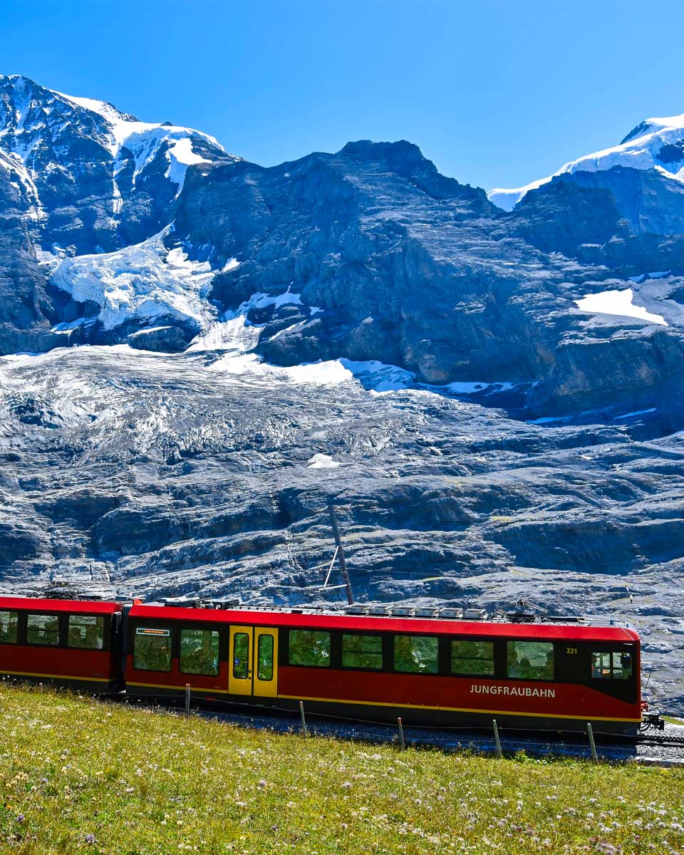 The cogwheel train to Jungfraujoch in the Swiss Alps Switzerland
