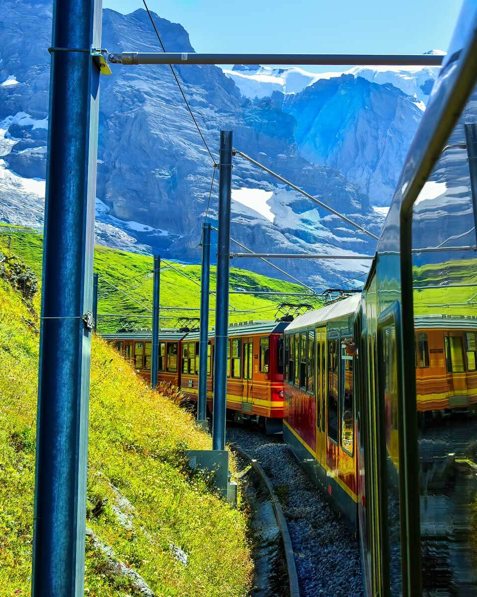 The famous cogwheel train to Jungfraujoch in Switzerland