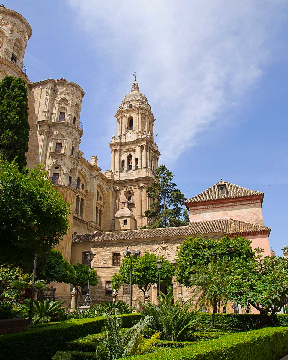 The-outside-of-the-Malaga-Cathedral-in Malaga-Spain