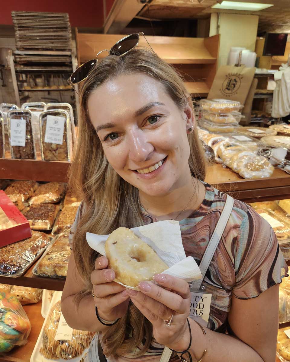Bailey-eating-a-pastry-in-Amsterdam