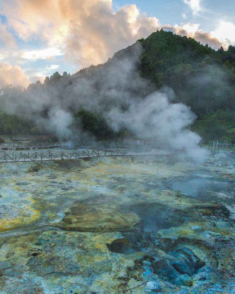 Furnas geothermal pools in the Azores Portugal near Sao Miguel