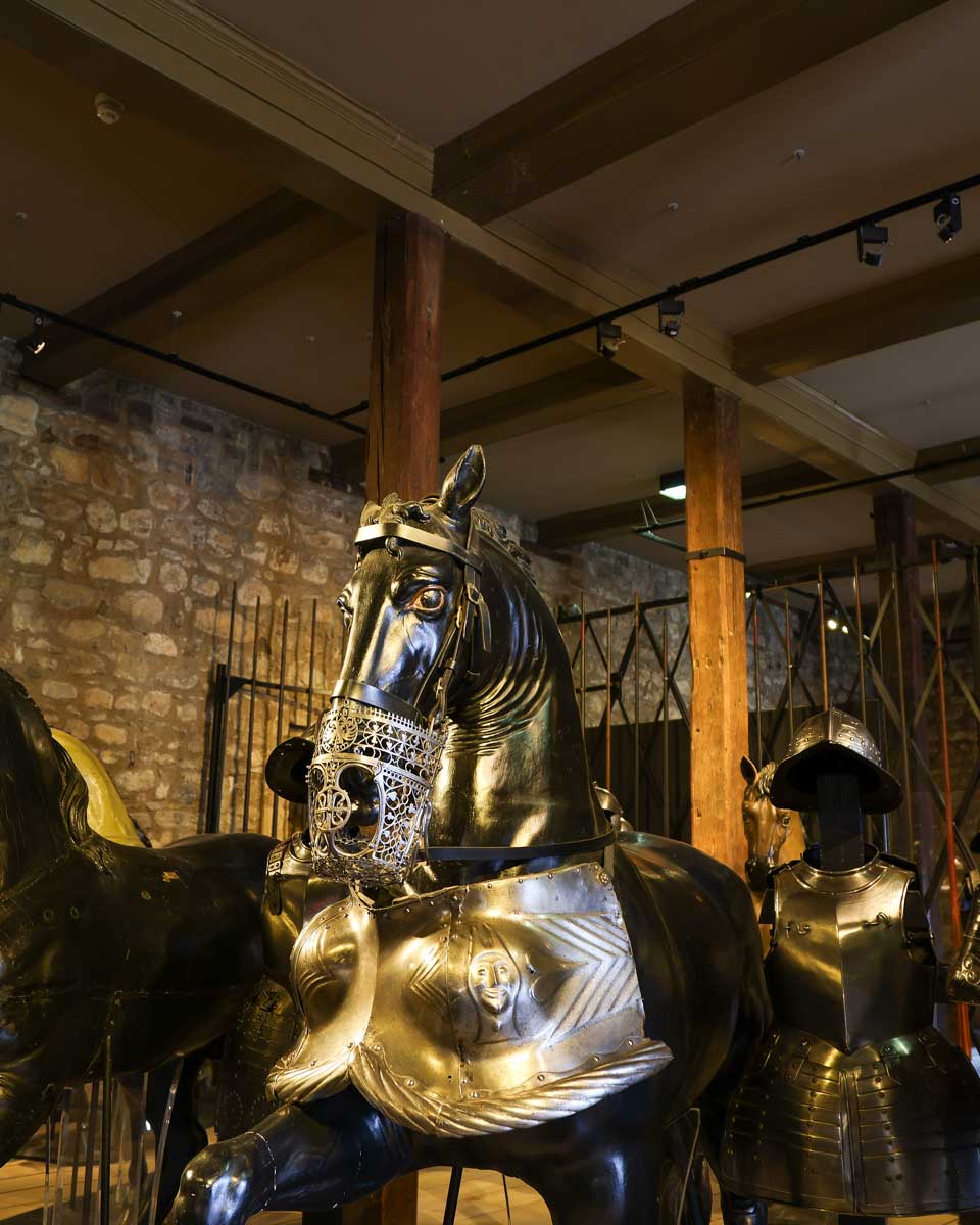 Horse-armor-in-the-Tower-of-London-seen-on-a-tour-in-London-England