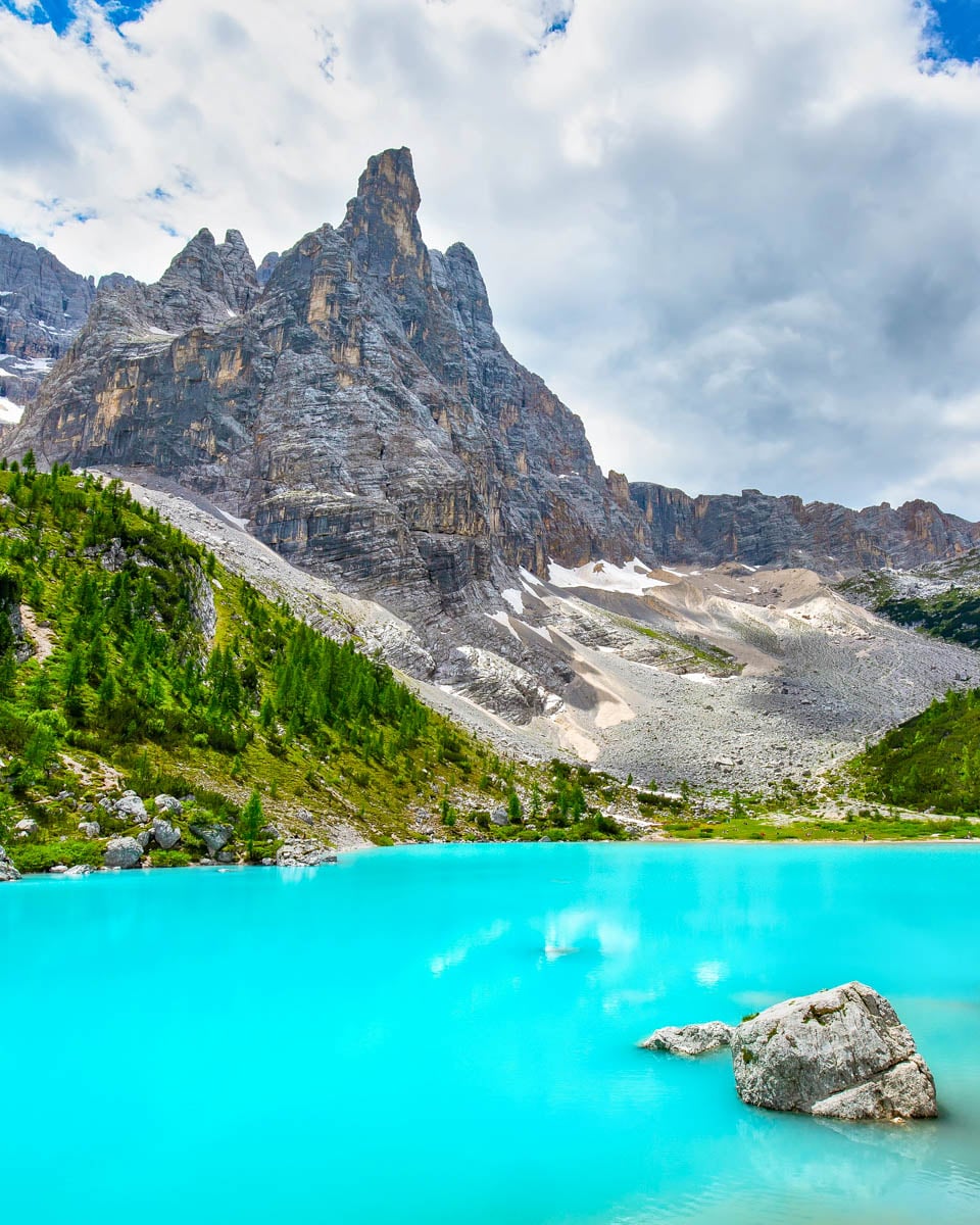 Lago di Sorapis in the Dolomites Italy