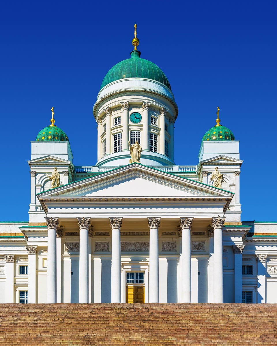 Looking at the Helsinki Cathedral, in Helsinki Finland
