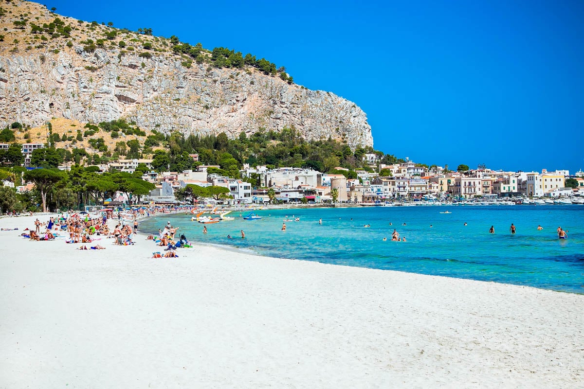 Mondello beach in Palermo Italy