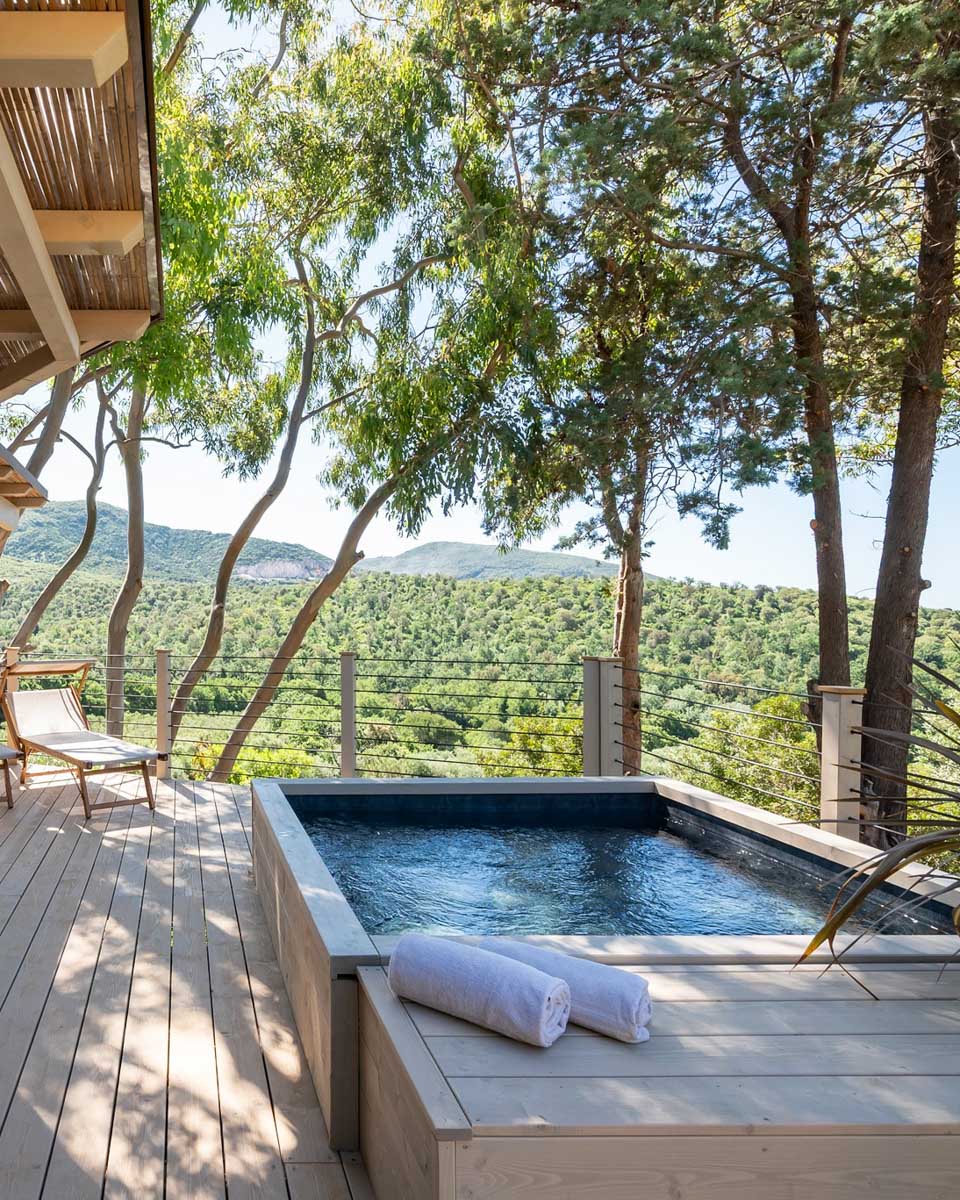 Outdoor plunge pool at Boutique Hotel Poggio ai Santi in Tuscany