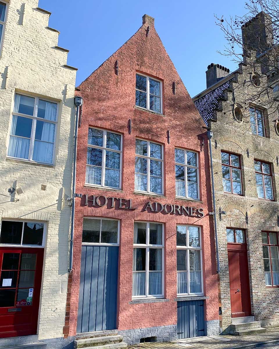 Outside of the Adornes Hotel Brugge building