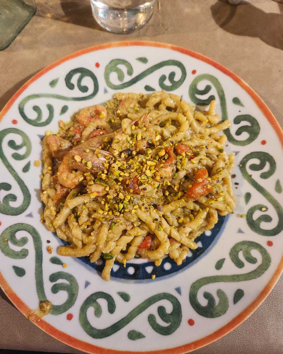 Pasta eaten for lunch in Taormina