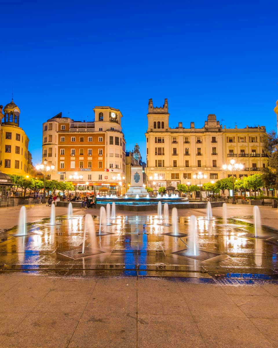 Plaza de las Tendillas at night in Cordoba Spain
