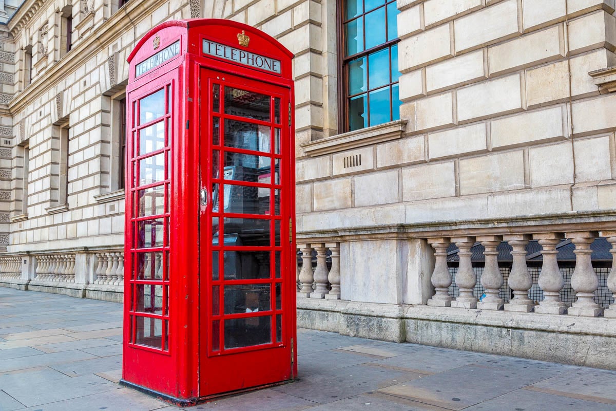 Red telephone box in London England United Kingdom
