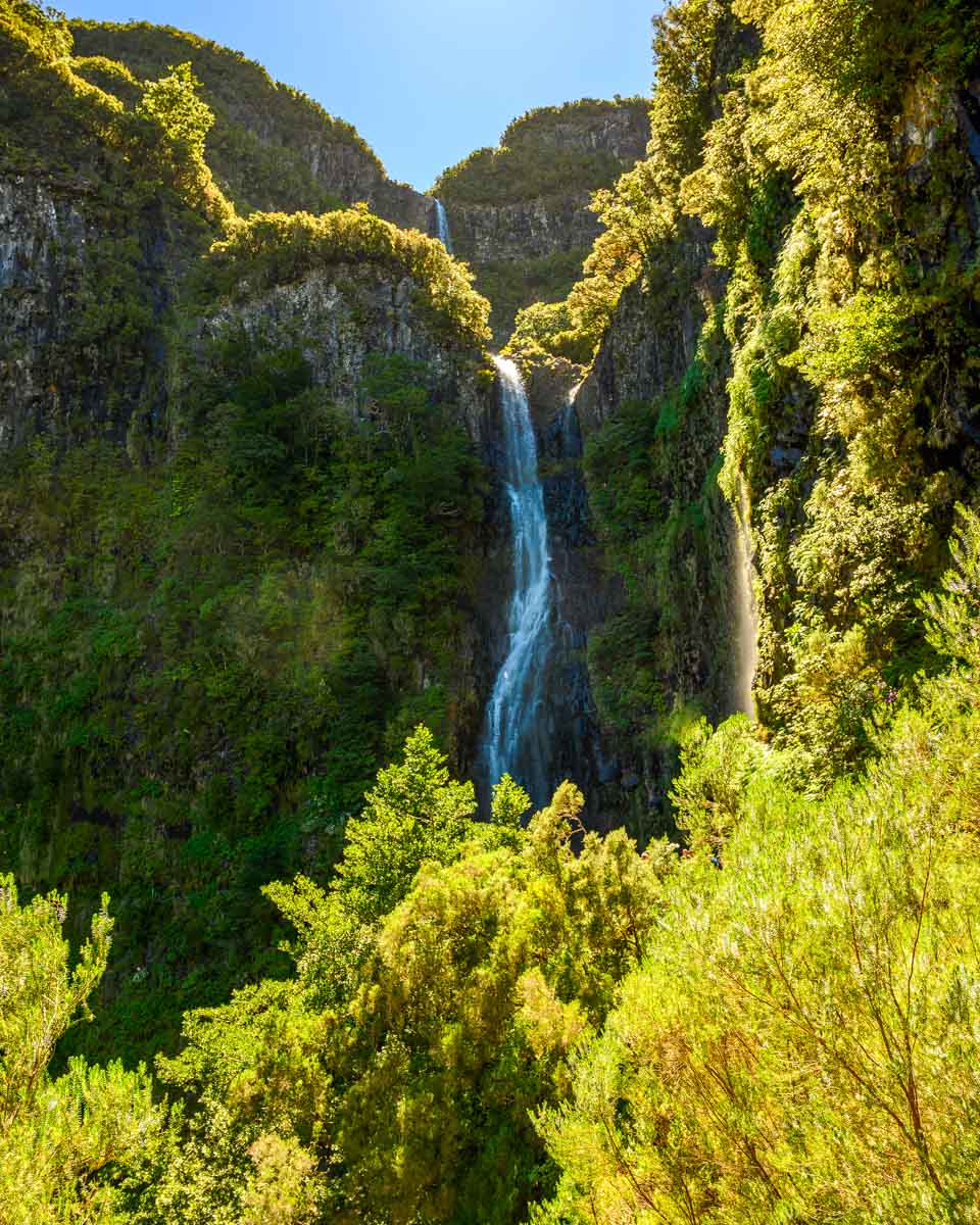 Risco Waterfall seen while hiking the Levada Trails in Portugal-2