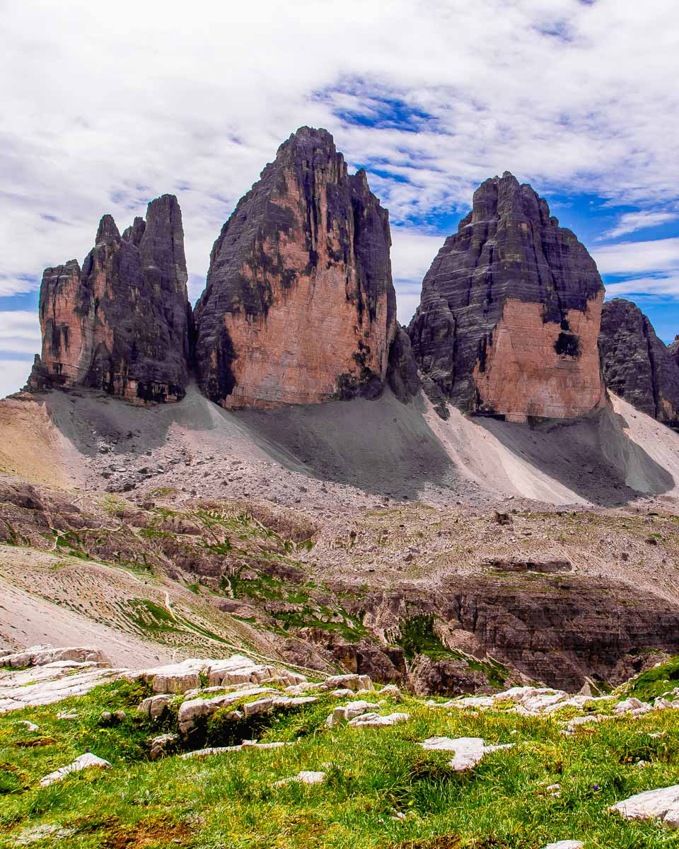 The Tre Cime di Lavaredo in the Dolomites Italy