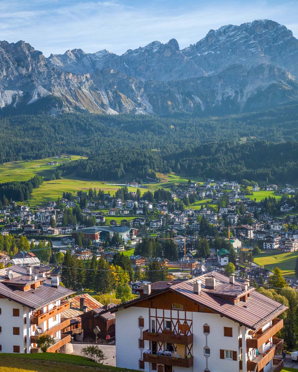 The town of Cortina d'Ampezzo in the Dolomites Italy