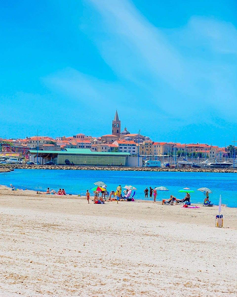 View of Alghero Sardinia Italy from the beach