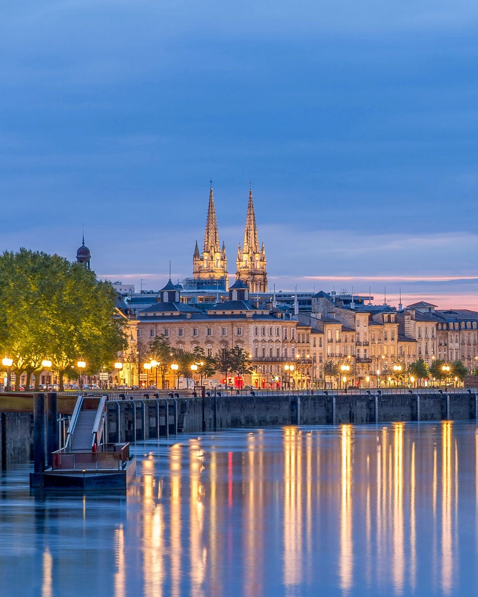 View on Bordeaux in the evening - France