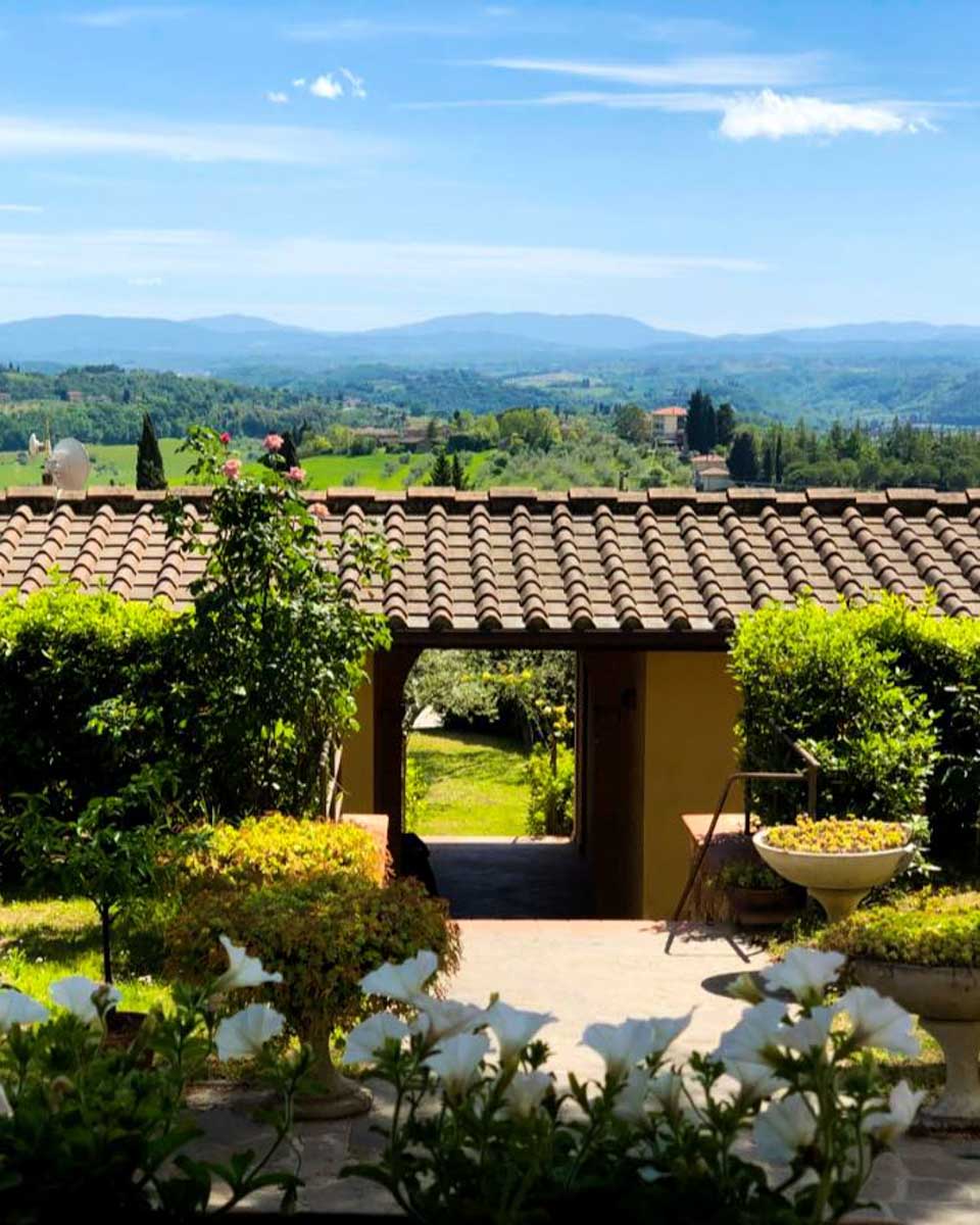 View over the vineyards at Hotel Villa San Giorgio in Tuscany