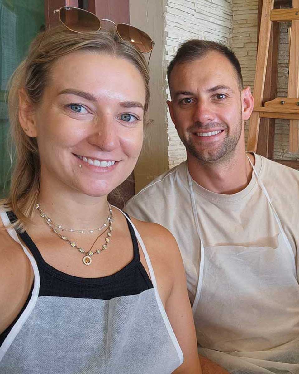 Bailey-and-Daniel-at-a-cooking-class-in-La Spieza Italy