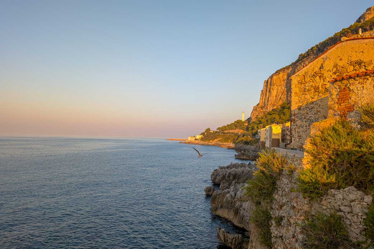Bastione di Capo Marchiafava at sunset in Cefalu Sicily Italy